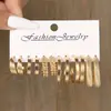 Conjunto de brincos de pérola torcida dourada estilo europeu e americano, brincos de metal geométricos em forma de C, brincos femininos de alta qualidade e únicos