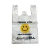 ¡Wow, Bolsas Transparentes Personalizadas con Caras Sonrientes, Bolsas para Empaquetar Frutas de Compras en el Supermercado, Bolsas Tipo Chaleco, Venta Directa del Fabricante
