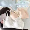 Sutiã de Uma Peça Feminino de Algodão Verão Sem Fio Leve Fino Grande Busto Diminui Franzidos Contínuos Lado do Seio Impede Espalhamento