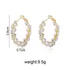 Pendientes de aro grandes de diamante puntiagudo incrustado en cobre para mujer, lujo ligero, pendientes irregulares en forma de C con circonita, estilo europeo y americano, temperamento, pendientes redondos, venta al por mayor