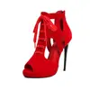 Tacones de aguja de moda con cordones y punta abierta con diseño hueco, nuevos zapatos de verano 2026 para mujer, botas de mujer, sandalias, estilo europeo y americano, fibra ultrafina