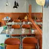 Mesa de Jantar Simples Moderna Restaurante de Malatang Fast Food Comercial Mesa Dobrável de Aço Inoxidável Saco Macio Doméstico Cadeira Dobrável Mesa Pequena