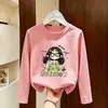 Linda camiseta de manga larga para niñas, nueva de 2026, elegante y dulce para primavera y otoño, top de algodón puro estilo coreano para niños