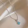 Hoja Condensada de Jade Helado~Collar de Circonita Estilo Minimalista Francés Cadena Fresca Pequeña para Clavícula Joya de Collar de Lujo Ligero de Gama Alta Nicho para Mujeres