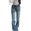 Jeans Americano High Street de Cintura Baixa com Micro-Flare Feminino Verão Novo Design Picante Sense de Design Nicho Slim-Fit Versátil Stretch