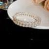 Pulseira Europeia e Americana Transfronteiriça com Diamantes Incrustados, Irregular, Multicamadas, Contas e Pérolas, Pulseira Fashion e Elegante, Joia de Luxo Leve e de Alta Qualidade