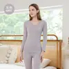 ¡Guau, conjunto de ropa interior térmica hecho a medida con temática de osos, leggings y tops térmicos de otoño/invierno para mujer, color liso, capa base ajustada, ropa interior térmica de otoño/invierno
