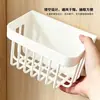 Cesta de almacenamiento para toallas faciales sin taladro, cubo de reciclaje de residuos, estante de almacenamiento, organizador de baño de pared hueco con drenaje de agua