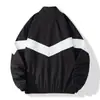 Chaqueta Casual Colorblock con Cuello para Hombre de Importación Moda Primavera y Otoño Marca Deportiva Atractiva Holgada Rayada Delgada