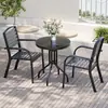 Mesas e Cadeiras de Plástico Madeira para Pátio e Jardim Externo, Jantar ao Ar Livre, Café de Lazer e Conjunto de Mesa e Cadeiras de Madeira Anticorrosiva