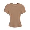 Camiseta Multicolor de Hombro de Manga Corta Estilo Americano Spice Girl para Mujer 2025 Nueva Ajustada Adelgazante Entallada Top Corto de Cintura Pequeña