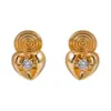 Pendientes Exquisitos y Compactos en Forma de Corazón con Circonita, Pinzas para Orejas Tipo Bobina de Mosquito para Mujer, Primavera y Verano, Lujo Ligero, Sensación de Alta Gama, Estilo Dulce y Fresco de Chica