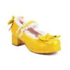 Zapatos para mujer de comercio exterior 2026 nuevo estilo Lolita, salones bajos con volantes, lazos, piel brillante, tacón medio, talla grande fabricante