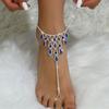 Moda europea y americana tobillera de dedo para playa tobillera de dedo explosiones transfronterizas Amazon tendencia popular pie con colgante de strass incrustado de diamantes