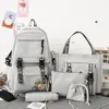 Nueva Mochila Escolar Estilo Coreano Harajuku ulzzang Mochila de Cinco Piezas Gran Capacidad Mochila Escolar Portátil para Estudiantes de Primaria