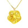 Collar Colgante de Peonía Calada de Oro Vietnamita del Mismo Estilo que en las Joyerías