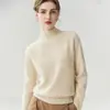 Nueva Colección Otoño/Invierno 2026: Suéter de Punto Versátil de Cachemir 100% Puro para Mujer, Estilo Simple, Raglán, Cuello Medio Alto, Corte Holgado, Adelgazante