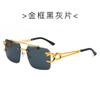 Gafas de Sol para Hombre de Doble Puente Nuevas Transfronterizas de Moda sin Montura Estilo Hip-Hop Anti-UV Leopardo Gafas Retro para Mujer