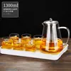 Bule de Vidro com Alça Lateral para Infusão de Chá Doméstico Espessado Resistente a Altas Temperaturas Bule Chaleira Bule para Ferver conjunto Conjunto de Chá Artesanal