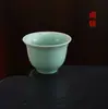 Taza de Té Kung Fu Celadón, Taza de Maestro Individual de Cerámica, Taza de Té de Forma de Pez de Gran Capacidad, Juego para Ceremonia de Té, Taza de Té Individual de Porcelana Azul y Blanca