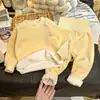 Conjunto de ropa interior de otoño e invierno para bebés y niños pequeños, conjunto para proteger la barriga y abrigar al bebé, ropa cálida con forro polar para primavera y otoño para bebés y niños pequeños