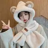 Gorro y Bufanda Todo en Uno para Mujer Invierno Ciclismo Felpa Cálida Protección para Orejas Resistente al Viento y al Frío Oso Bufanda Versátil Gorro Gorro Lei Feng
