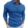 Camisa Polo Waffle com Zíper de Manga Longa para Homem, Top, Lançamento de Outono 2024 da Amazon, Europeu e Americano