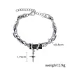 Pulsera Negra de Diamantes Negros Retorcidos con Estrella Oscura, Estilo Punk, Doble Capa con Colgante de Estrella Cruzada, para Hombres y Mujeres