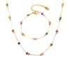 Dúo de Arroz Piedra Natural Color Lujo Ligero Collar de Doble Capa Pulsera Cadena Hecha a Mano de Acero Inoxidable Traje en stock Suministro
