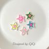 Doce cool flash rosa de cinco pontas estrela diy creme caso de telefone photo frame caixa de fone de ouvido estrela acessórios y2g estilo resina jóias acessórios
