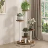 Estante de Flores Push-Pull para Sala de Estar Interior, Soporte para Macetas para Balcón, Estante de Flores de Hierro Forjado para Uso Doméstico, Estante de Almacenamiento Simple de Múltiples Niveles de Pie