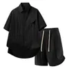 Conjunto Casual Transpirable de Dos Piezas: Camisa de Manga Corta y Shorts de Lino Lyocell Tencel para Verano 2026, Delgado 909
