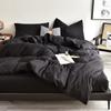 Edredón de cuatro piezas de algodón lavado de color sólido, estilo japonés, lijado simple, funda de edredón, ropa de cama de tres piezas para dormitorio de estudiantes