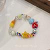 Pulseira de miçangas cor dopamina fresca pequena design de nicho de moda pulseira doce arco-íris estrelas amor personalidade