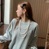 Colar Coreano Dongdaemun Retrô Multicamadas de Pérolas Sintéticas Corrente Longa Versátil para Suéter Joia Cheongsam Corrente de Bolas