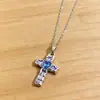 Gótico Nuevo Transfronterizo Estilo Europeo y Americano Personalizado Diamante Tachonado Esmalte Cruz Collar Hip-Hop Nicho Versátil Colgante Joyería Tendencia