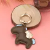 Hazte Rico Inmediatamente Colgante de Llavero para Coche Hecho a Mano de Cuero de Vaca Cuerda de Llavero Elegante Simple Exquisito para Pareja Hombre y Mujer