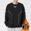 Moletom masculino 2025 outono estilo americano solto manga longa gola redonda forrado com fleece espessado roupa esportiva pulôver moderno resistente versátil