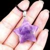 2001-Piedra Ágata Cristalina Colgante Pentagrama de 30 mm Collar Estrella Amatista Colgante DIY Cristal Curativo