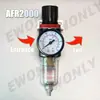 1 pieza AFR-2000 Unidad de Tratamiento de Aire con Filtro Neumático con conector (PM20+SM20) Regulador de Presión Válvula Reductora de Compresor Separador de Aceite y Agua Manómetro AFR2000
