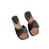 Sandalias tejidas de estilo francés vintage con suela gruesa para mujer, Verano 2025, Sandalias slip-on que aumentan la altura