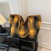 Bolso de Hombro de Estilo Británico a Cuadros, Doble Cara, Moda Otoño e Invierno, Estilo Universitario para Mujer, Gran Capacidad, Estilo Perezoso, Bolso Tote