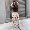 Calça Casual Quente Acolchoada com Elementos de Caveira, Tendência de Rua, Tira Floral Colorida - Outono e Inverno 2024 Amazon