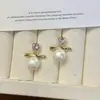 Brincos femininos com zircônia e pérolas, simples e únicos, nicho, brincos e clipes de orelha requintados e modernos, atacado