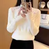 Suéter de mujer con cuello alto y forro polar, engrosado para el invierno, con una sensación de alta gama, elegante y cálido, adecuado como prenda base