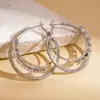 Pendientes Redondos Europeos y Americanos Transfronterizos de Plata Geométricos Multicapa, Lujo Ligero, Sensación de Alta Gama, Estilo Minimalista, Pendientes de Moda para Mujer