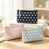 Bolsa de maquillaje de tela de lunares transfronteriza, bolsa de almacenamiento con cremallera impermeable, bolsa de aseo portátil, bolsa pequeña para teléfono y llaves