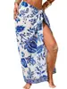 2026 Nuevo Traje de Baño Transparente para Mujer Sarong de Talla Única para Todos los Trajes de Baño Cubre-Traje Estampado Floral de Verano Gasa