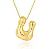 Collar con colgante de 26 letras del alfabeto inglés, chapado en cobre transfronterizo, oro real de 18k, liso, de burbuja de globo, gordito, lindo, versión Q