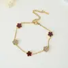 Pulsera de Acero Inoxidable con Diseño de Trébol de Cinco Hojas Transfronterizo Incrustada con Diamantes, Joyería de Pulsera de Acero de Titanio con Diseño de Nicho de Lujo Ligero
